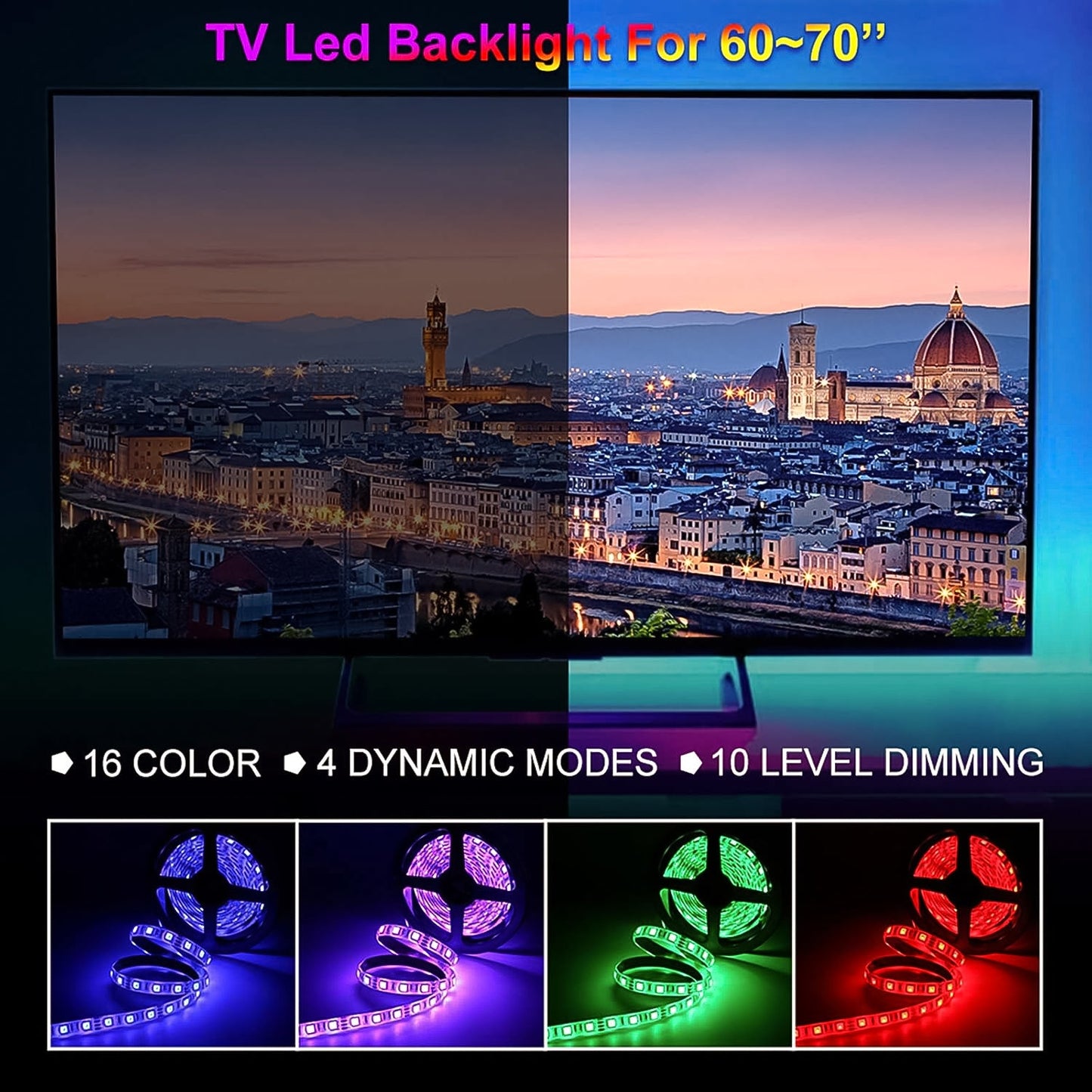 3M RGB LED Strip Lights, LED Mood Lights (1 Set)