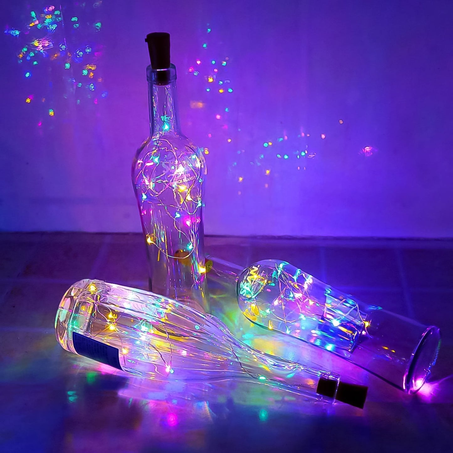 Wine Bottle Cork String Light | Multi LED / 2M Cable Length Copper Wire Battery Operated (Multicolor Light / 5 Pc)