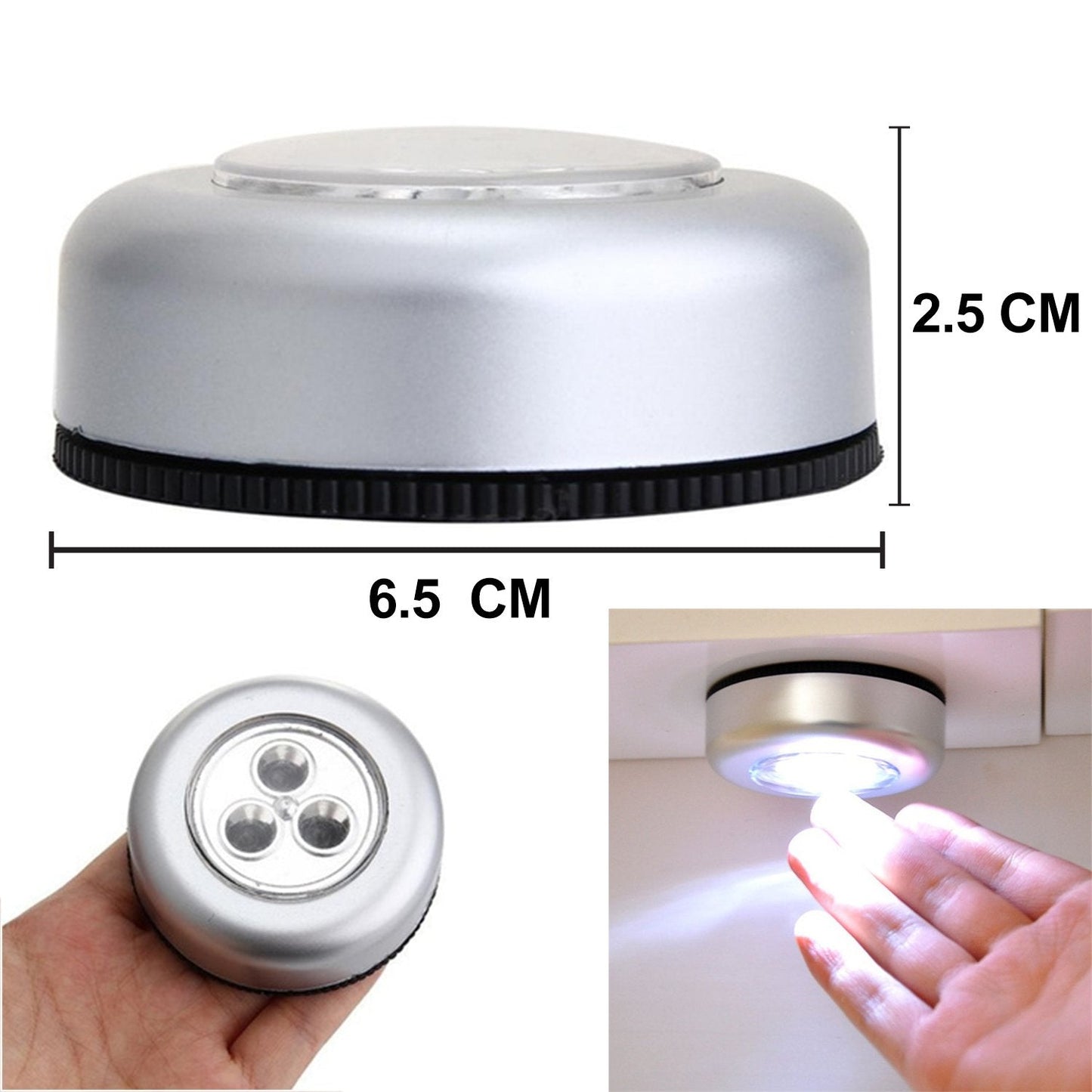 3 Led Cordless Stick Tap Wardrobe Touch Light Lamp 3 pcs