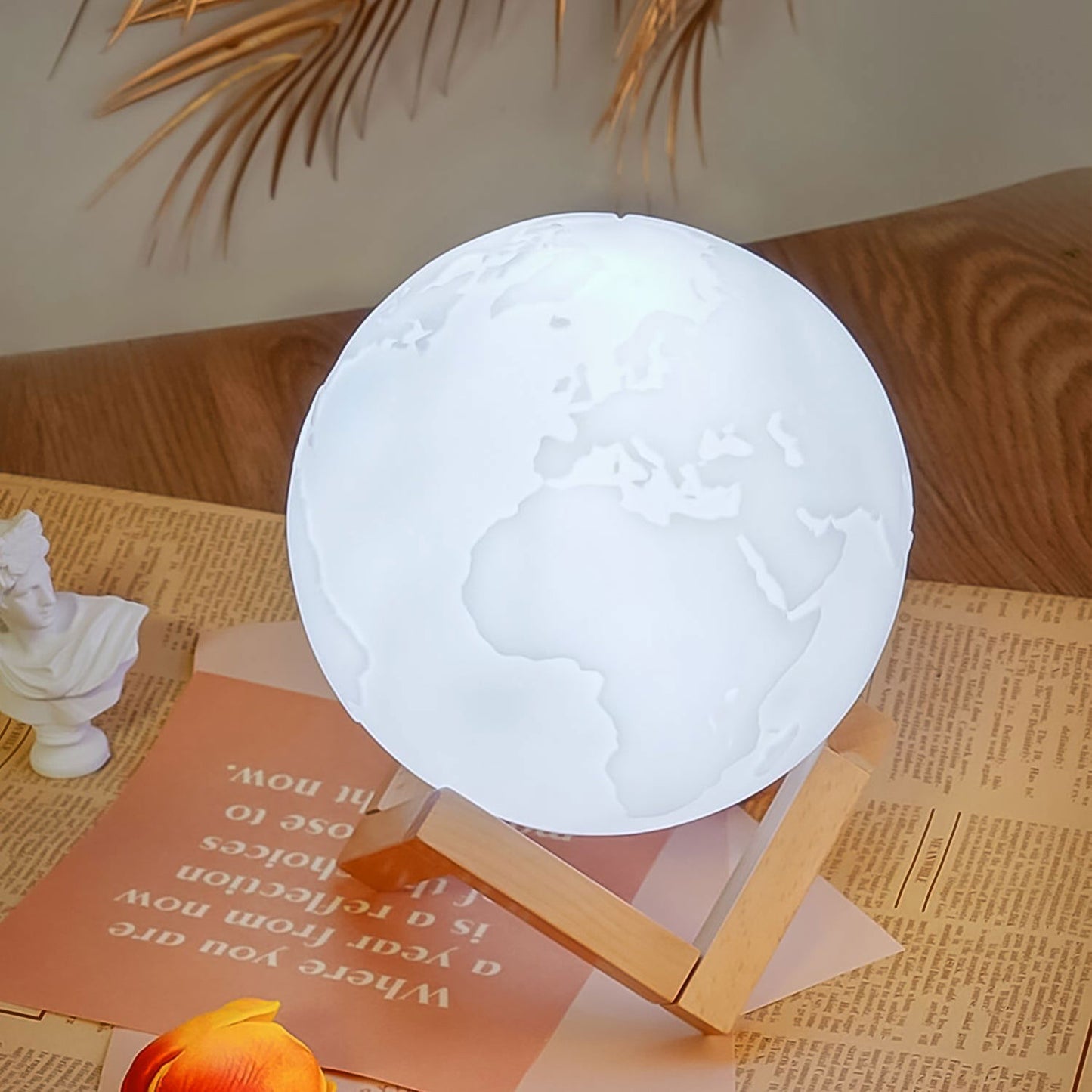 3D Moon Night Lamp with Stand (Color Box /  White & Yellow Light / 1 Pc) - Needs You