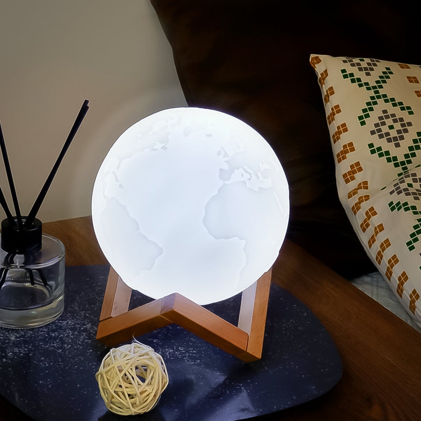 3D Moon Night Lamp with Stand (Color Box /  White & Yellow Light / 1 Pc) - Needs You