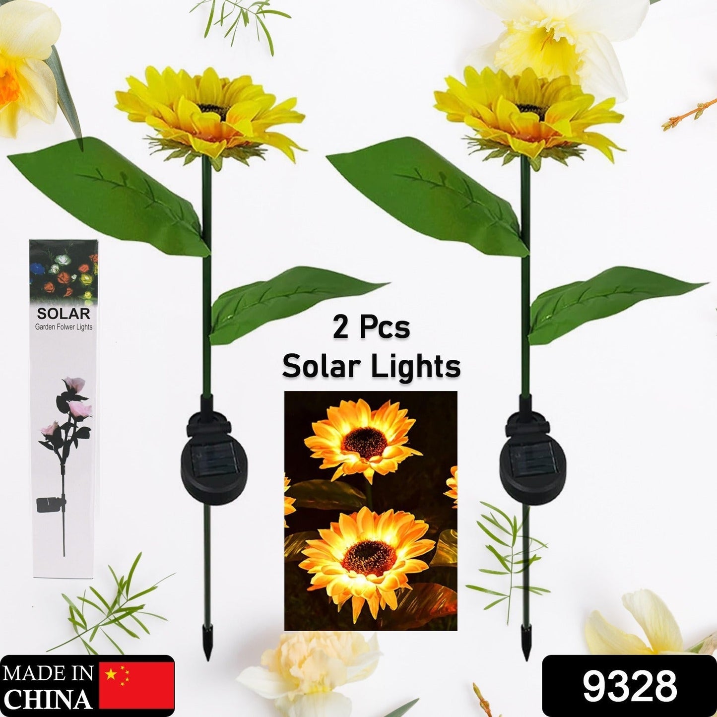 2 Pc Outdoor Solar Sunflower Lights Intelligent Light Control Waterproof Garden Landscape Stake Light - Needs You