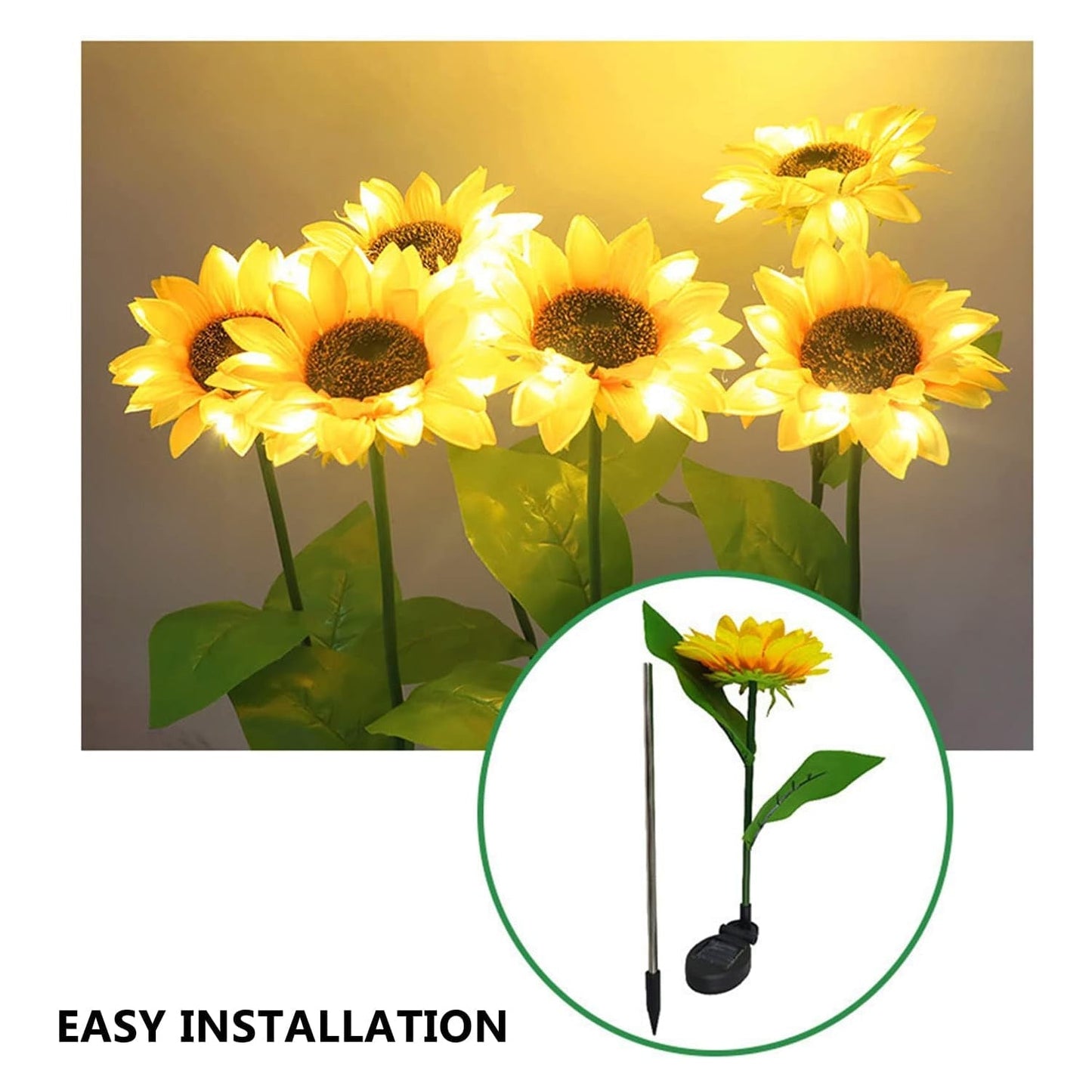 2 Pc Outdoor Solar Sunflower Lights Intelligent Light Control Waterproof Garden Landscape Stake Light - Needs You