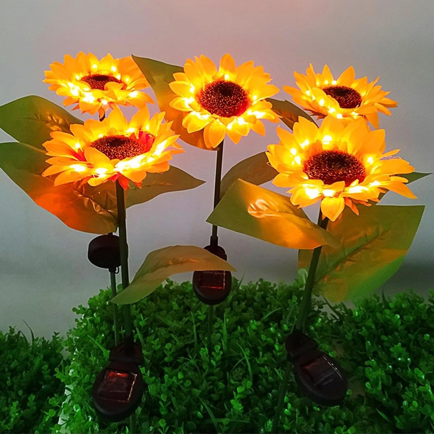 2 Pc Outdoor Solar Sunflower Lights Intelligent Light Control Waterproof Garden Landscape Stake Light - Needs You