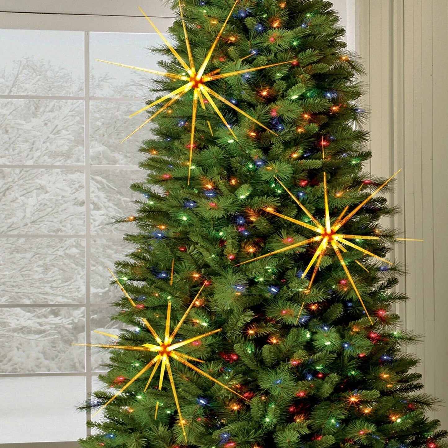 3D Gold Star Hanging Decoration Star, Acrylic Look  Hanging Luminous Star for Windows, Home, Garden Festive Embellishments for Holiday Parties Weddings Birthday Home Decoration (Medium) - Needs You