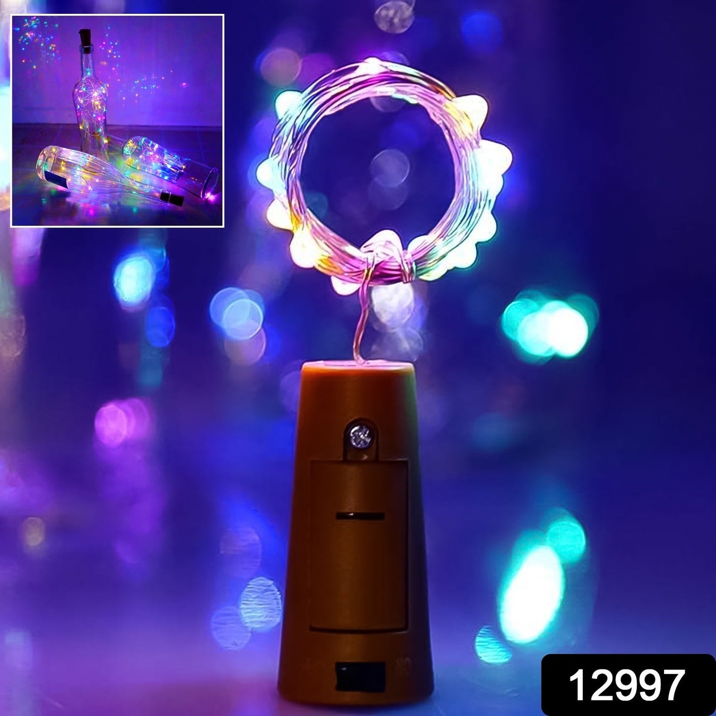 Wine Bottle Cork String Light | Multi LED / 2M Cable Length Copper Wire Battery Operated (Multicolor Light / 5 Pc)