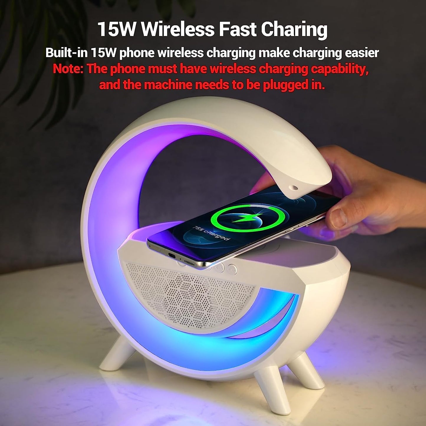 G 3-in-1 Multi-Function LED Night Lamp with Bluetooth Speaker with Wireless Charging