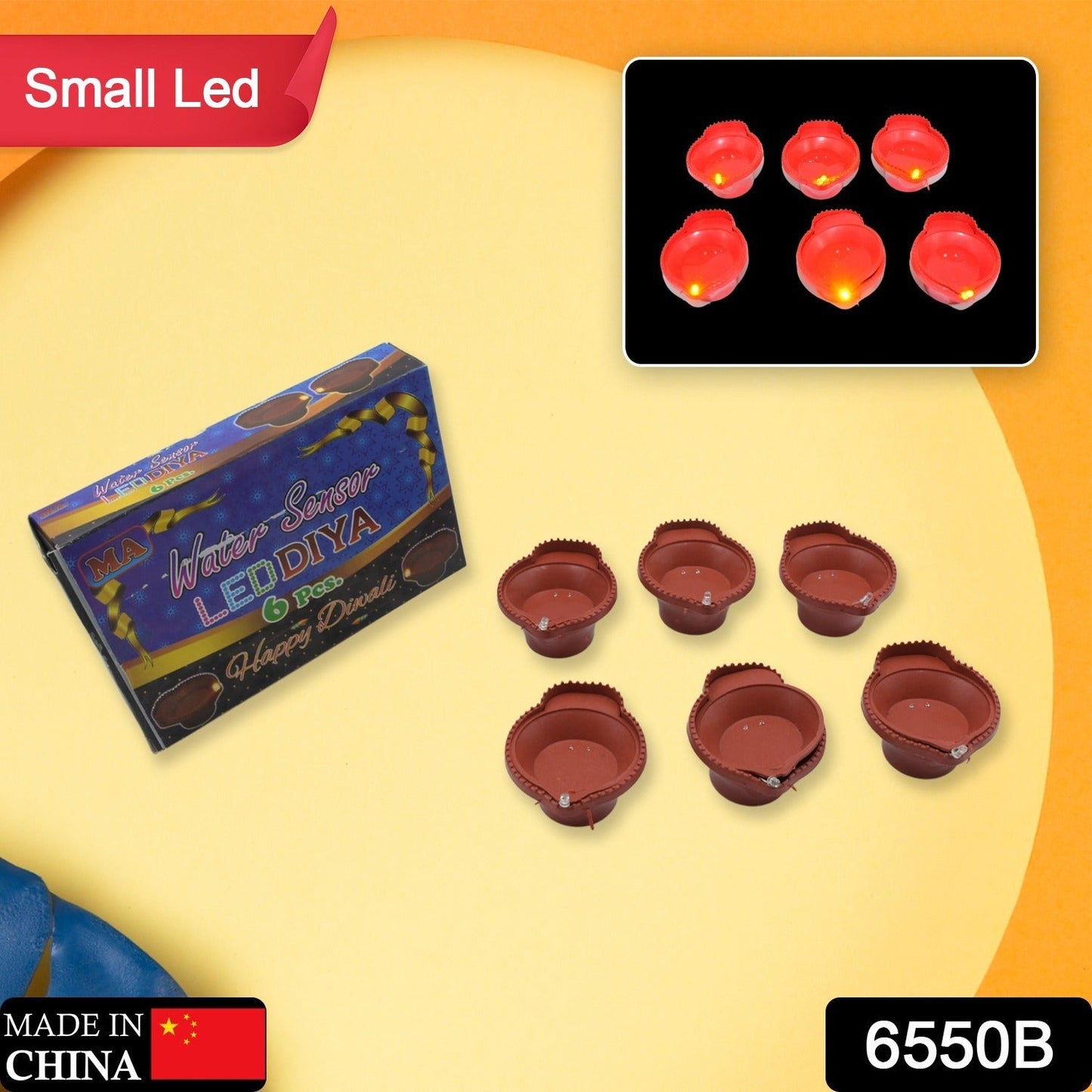 Water Sensor Diyas for Diwali Decoration 6 pcs Set