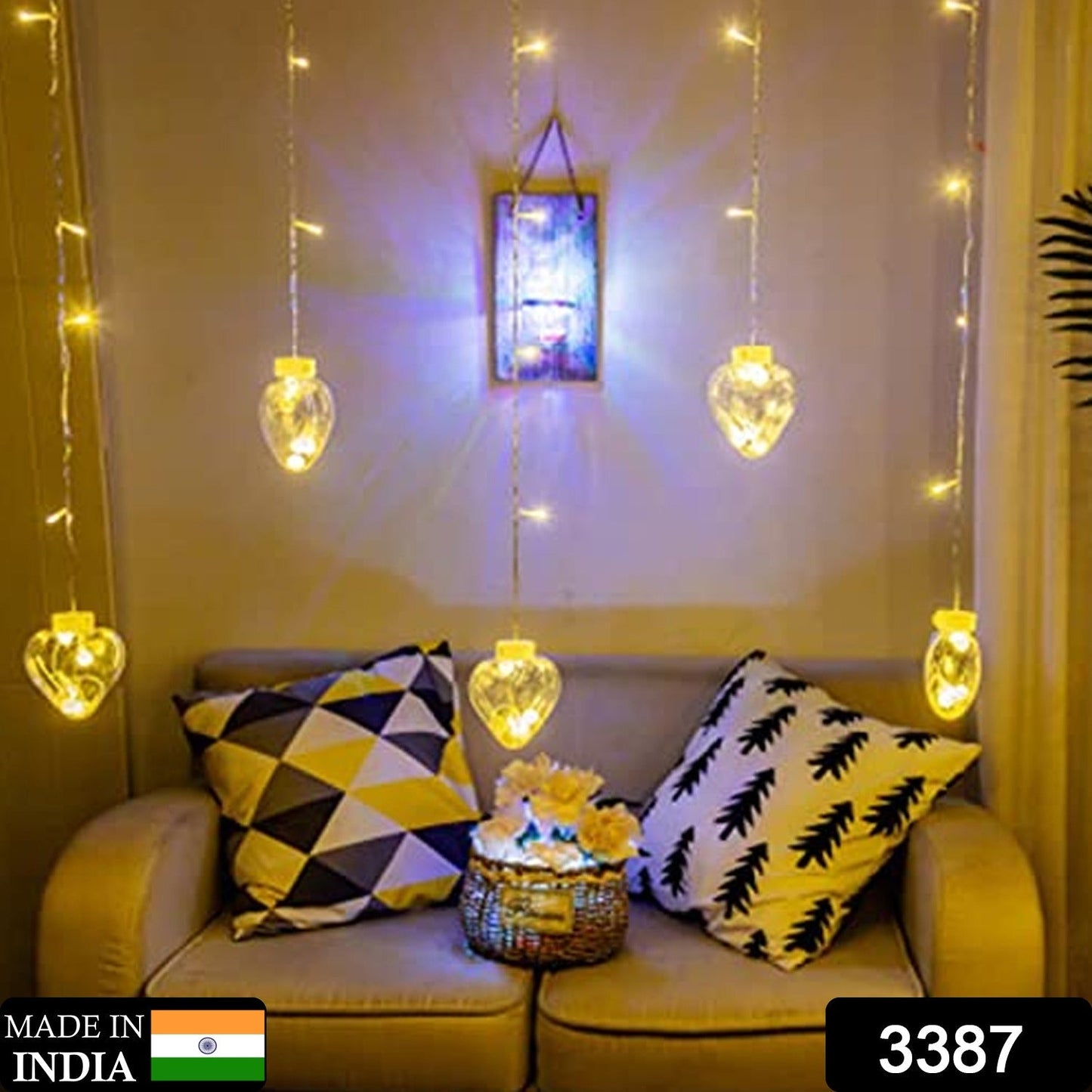 8 Feet 12 Wish Heart Ball String LED Lights With Color Box for Home Decoration, Diwali & Wedding LED Christmas Light Indoor and Outdoor Light ,Festival Decoration  (Wishing Ball Warm White) - Needs You