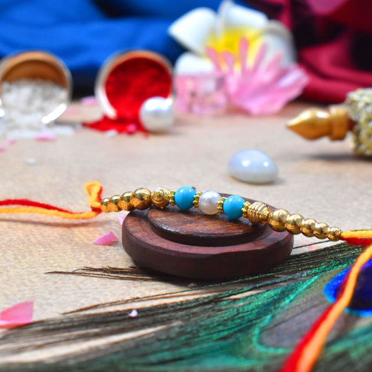 Blue Golden Beads Rakhi | Rakhi For Rakshabandhan - Needs You