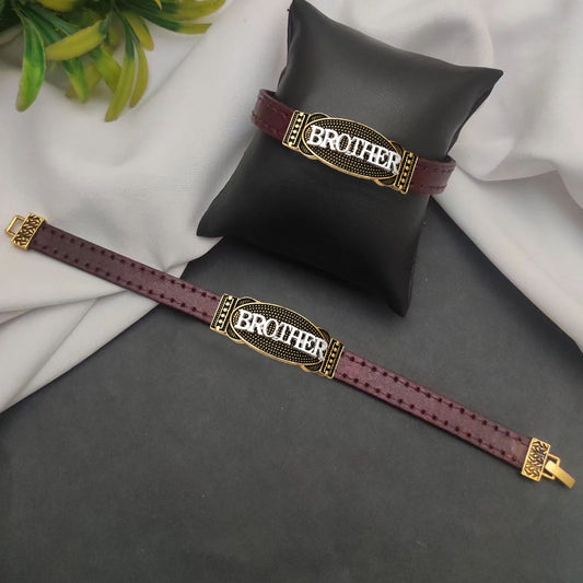 Brother Design Printed Leather Belt Rakhi / Bracelet (1 Pc) - Needs You