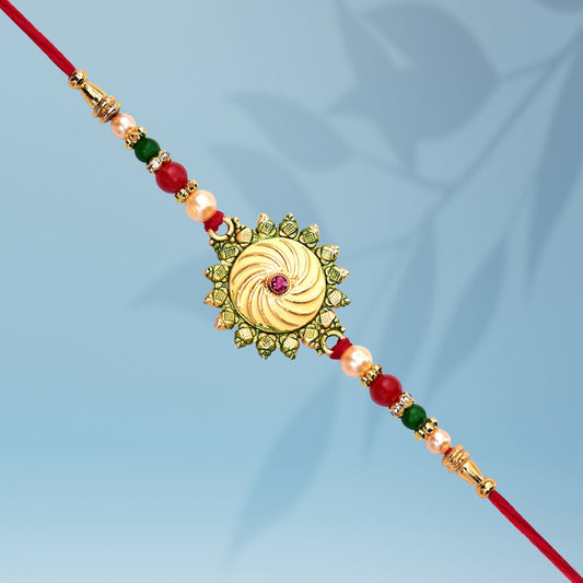 Circle Green Flower Rakhi - Needs You