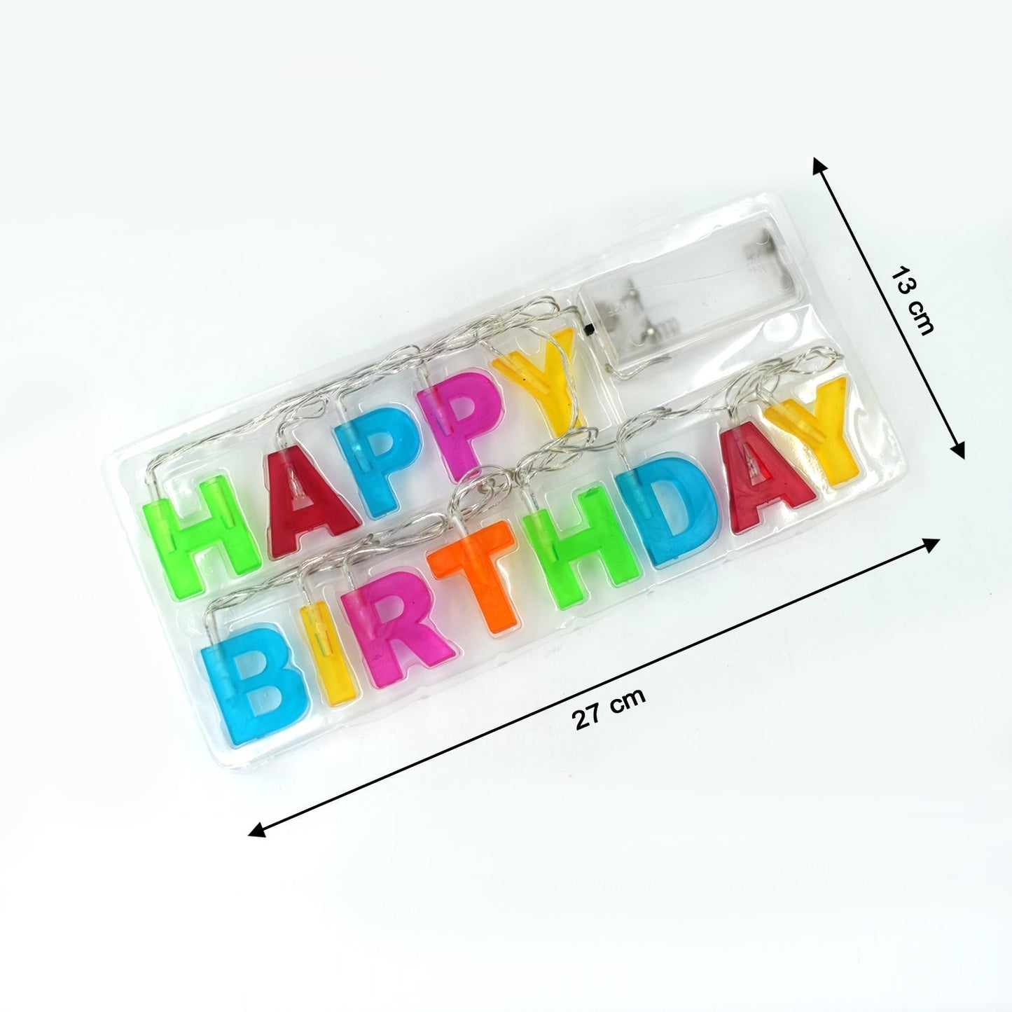 Decoratives Plastic Happy Birthday 13 LED Letter Battery Operated String Lights, Outdoor String Lights (Multicolour) - Needs You