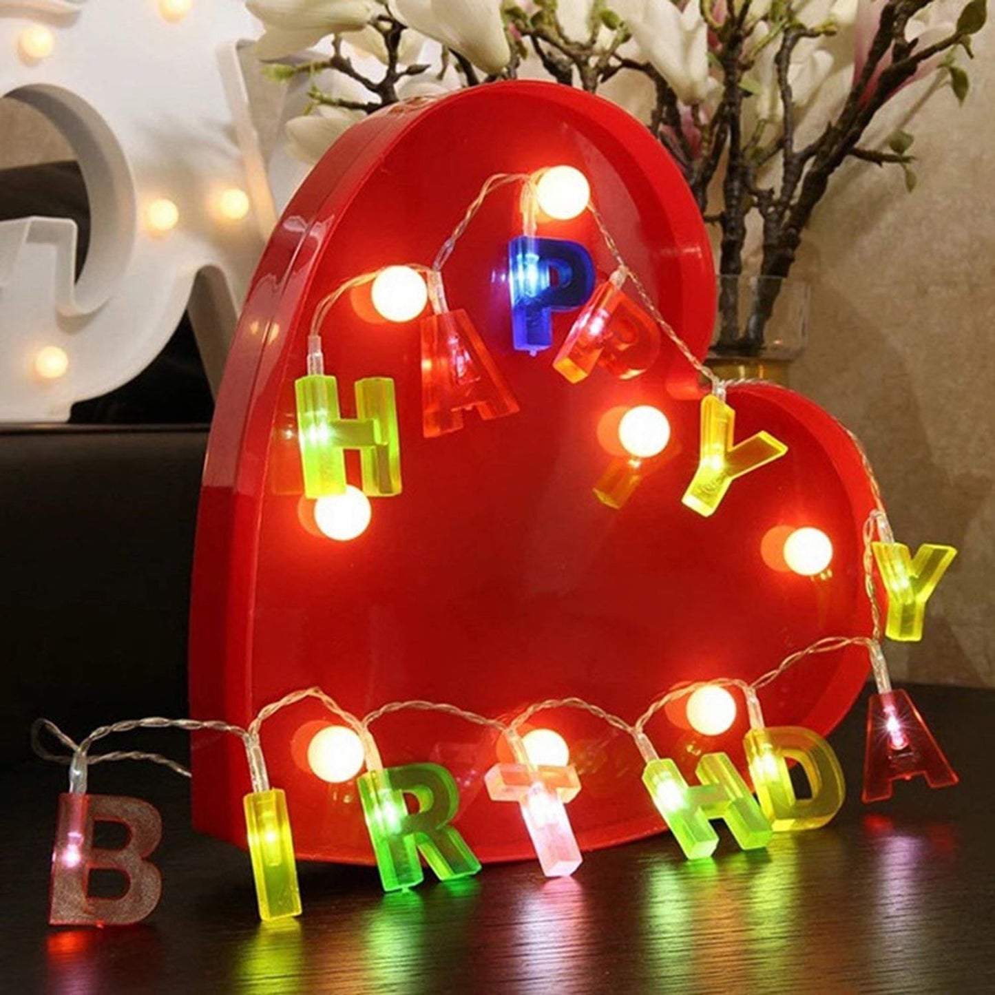 Decoratives Plastic Happy Birthday 13 LED Letter Battery Operated String Lights, Outdoor String Lights (Multicolour) - Needs You