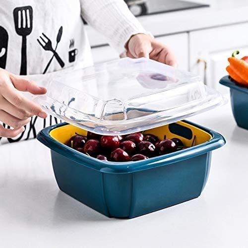 Double Layer Food Drainer Washing Basket with Collapsible Strainers Colander - Needs You