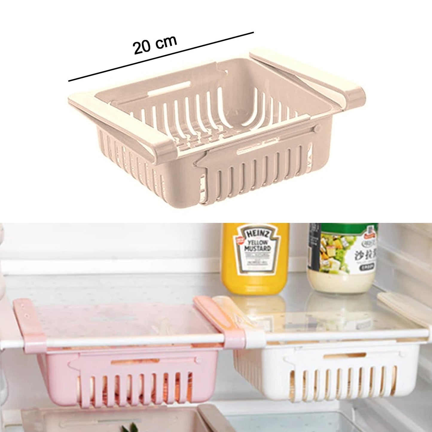 Fridge Organizer Drawer - Adjustable Fridge Storage Basket ( 4pc Set ) - Needs You