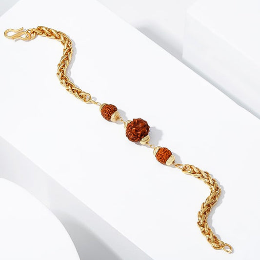 Golden Rudraksha Rakhi Bracelet (1 Pc) - Needs You