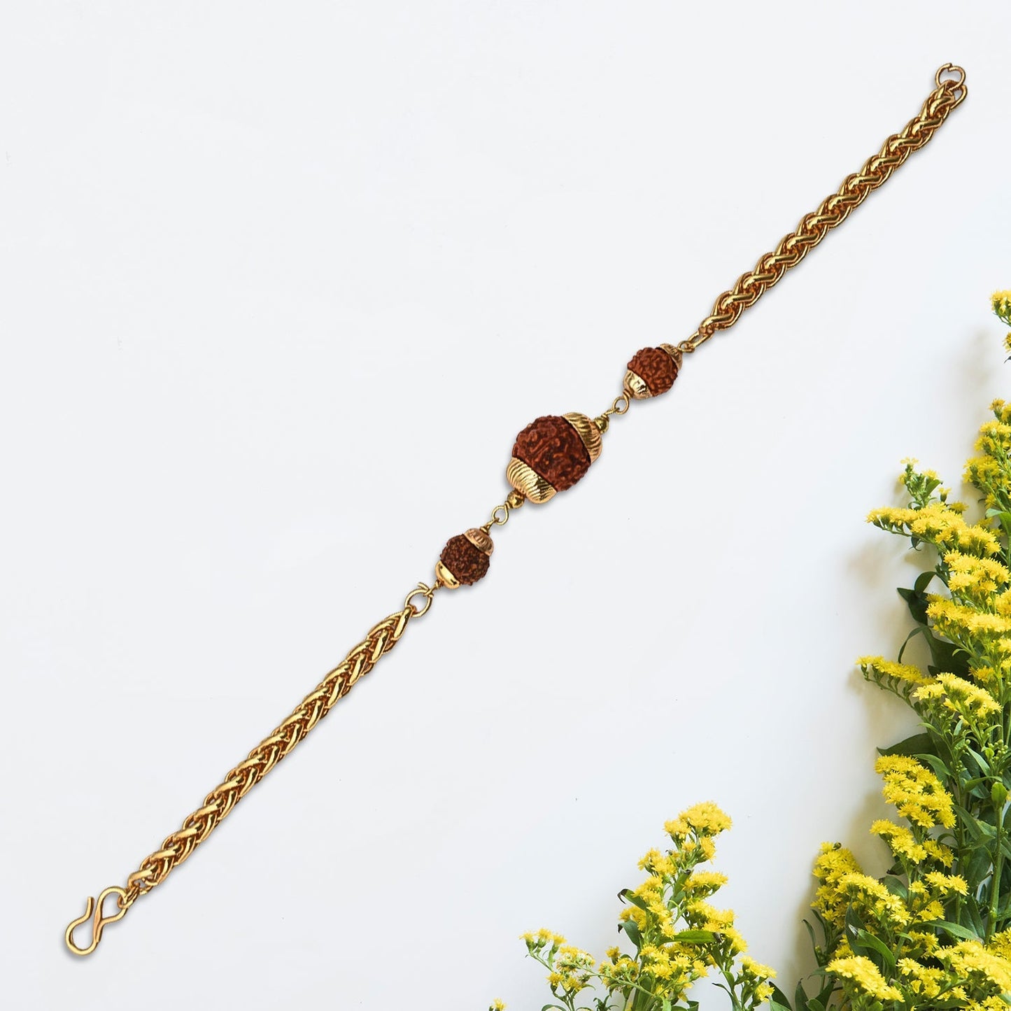 Golden Rudraksha Rakhi Bracelet (1 Pc) - Needs You