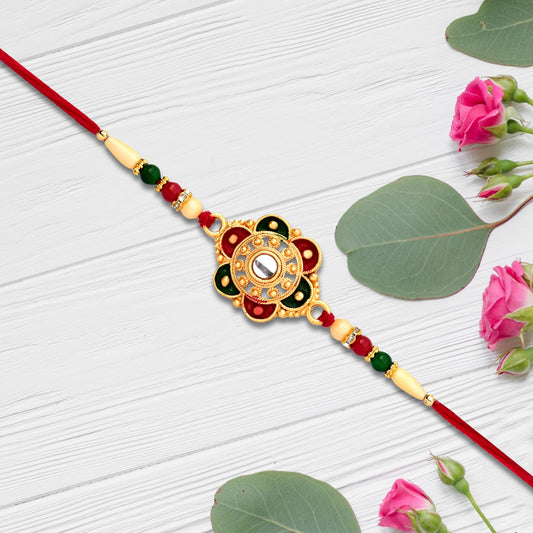 Golden White Diamond Rakhi - Needs You