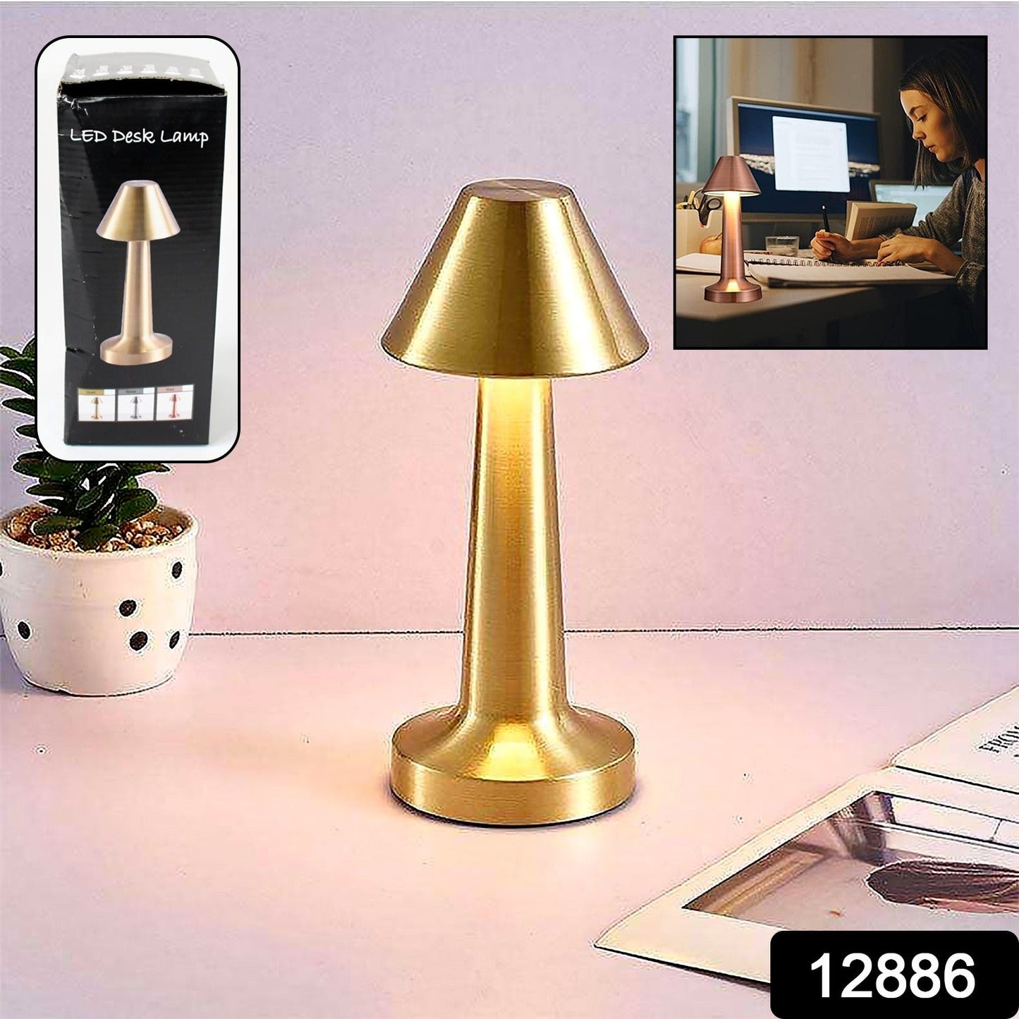 LED Lamp with Touch Control | Decorative Desk Lamp, Portable Metal LED Table Lamp, USB Rechargeable, 3 Color, 3 Levels Brightness, Dimmable Eye Protection Modern Lamp for Home Decor Party Kids Room Bedroom (1 Pc) - Needs You