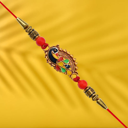 Peackock With Colored Feather Rakhi - Needs You