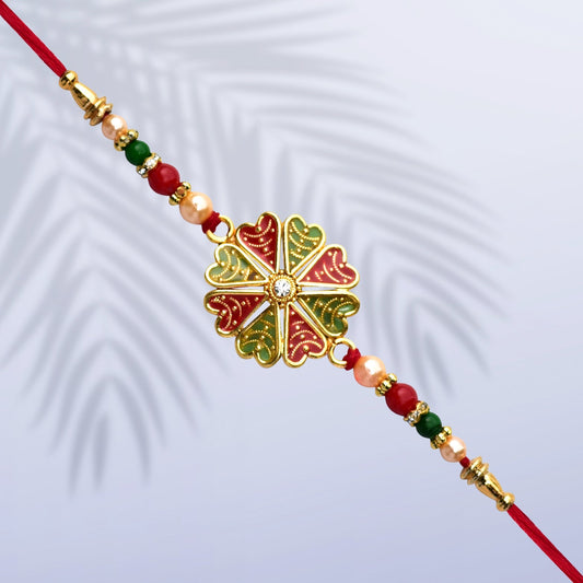 Red And Green Color Flower Rakhi - Needs You