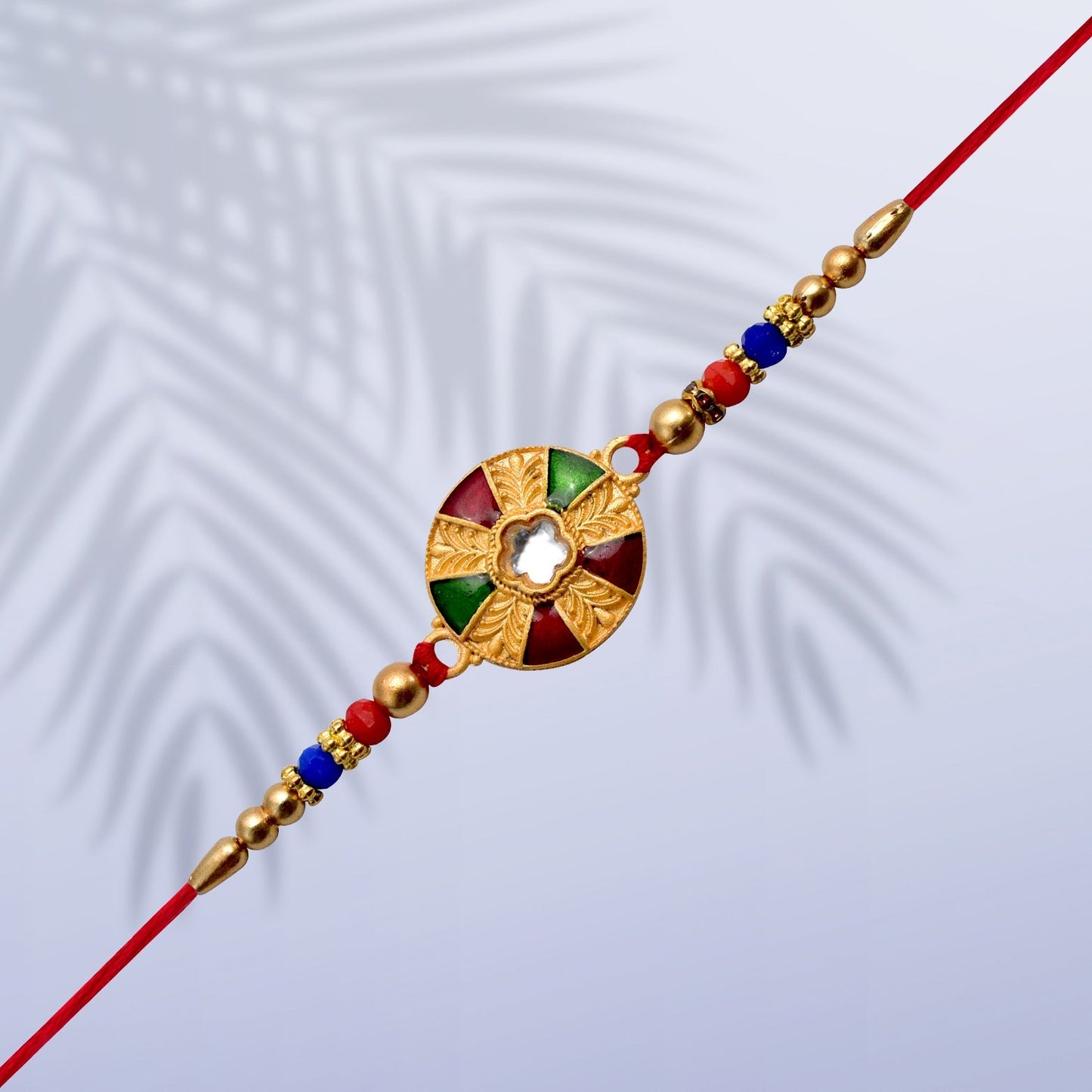 Red Green Stone Circle Rakhi - Needs You