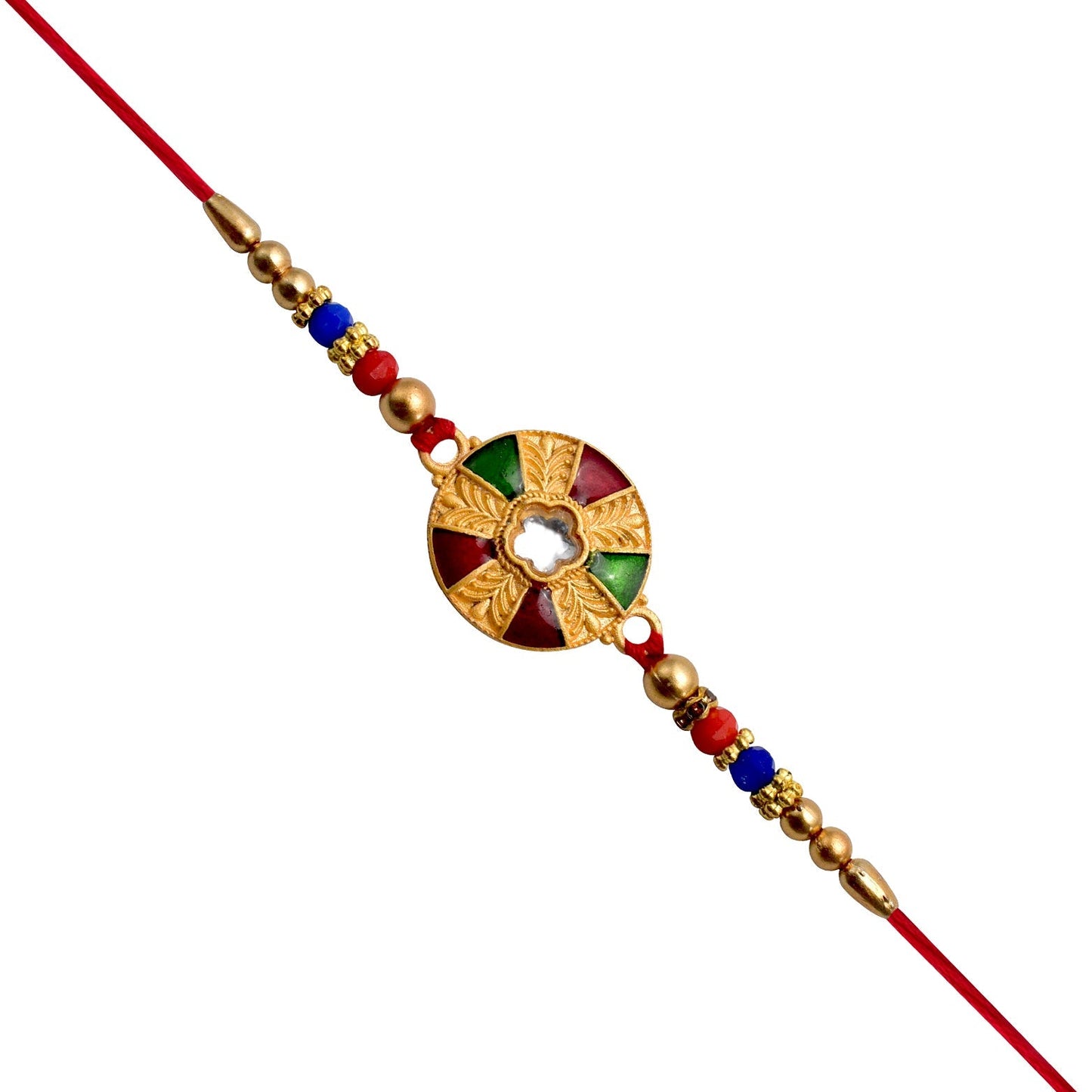 Red Green Stone Circle Rakhi - Needs You