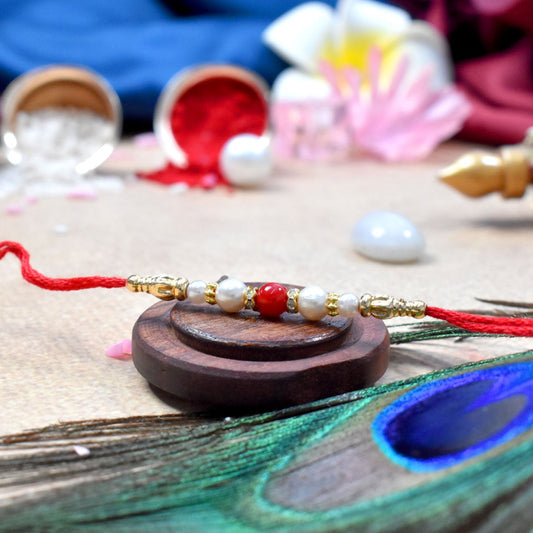 Red and White Colorful Beads Rakhi | Rakhi For Rakshabandhan - Needs You