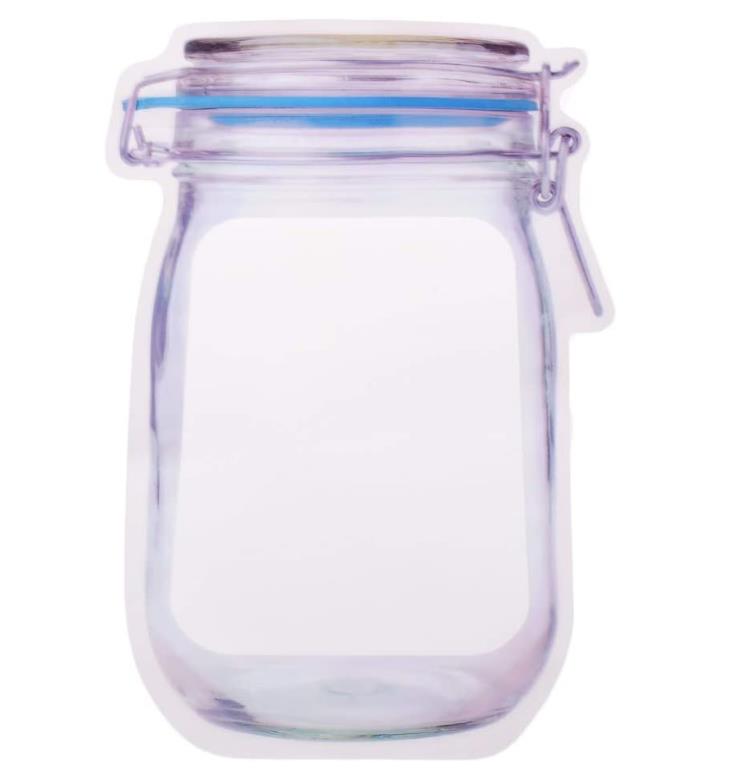 Reusable Airtight Seal Plastic Food Storage Mason Jar Zipper (1000ml) Pack of 3 - Needs You