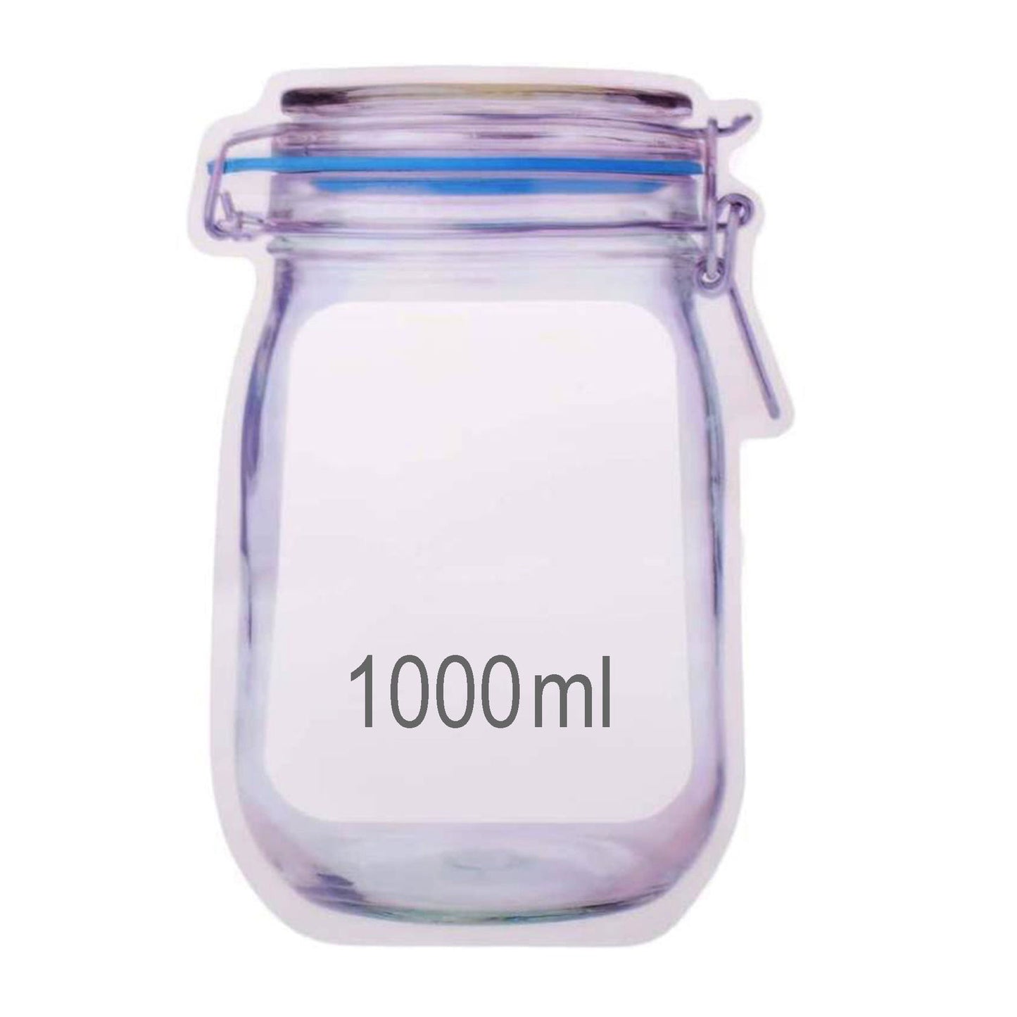 Reusable Airtight Seal Plastic Food Storage Mason Jar Zipper (1000ml) Pack of 3 - Needs You