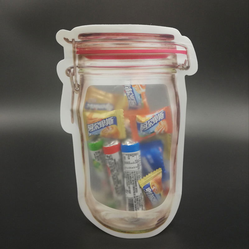 Reusable Airtight Seal Plastic Food Storage Mason Jar Zipper (500ml) Pack of 5 - Needs You