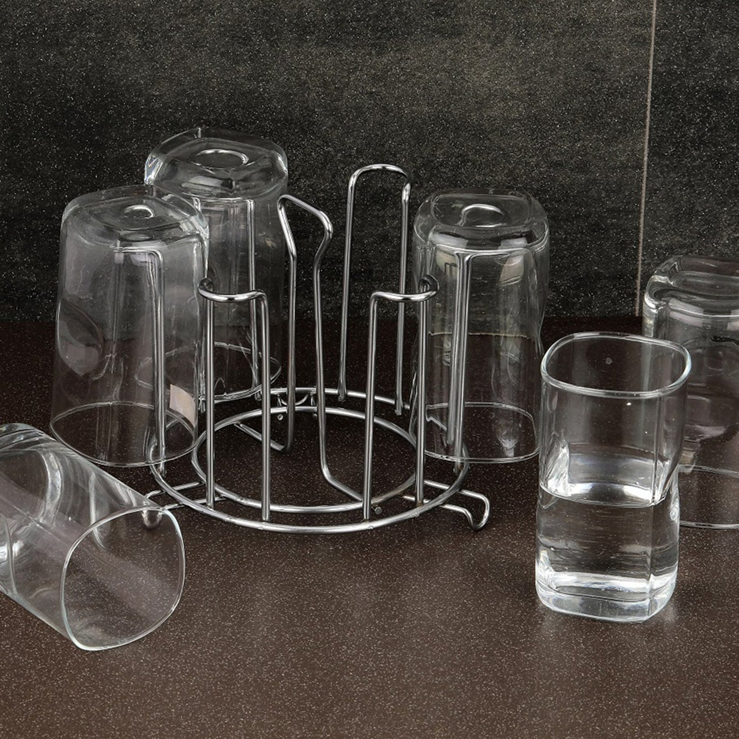 SS Round Glass Stand used for holding sensitive glasses and all present in all kinds of kitchens of official and household places etc. - Needs You