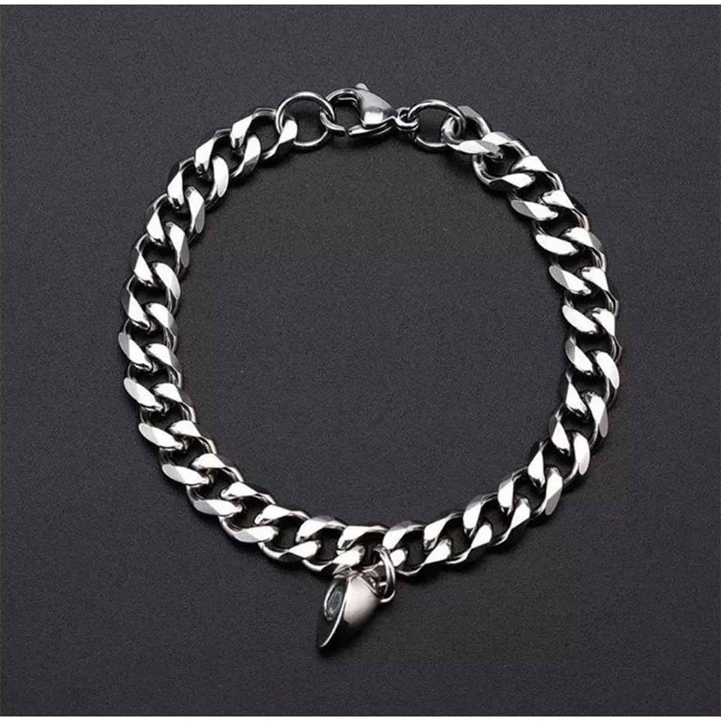 Silver Heart Magnetic Couple Chain Bracelet - Needs You