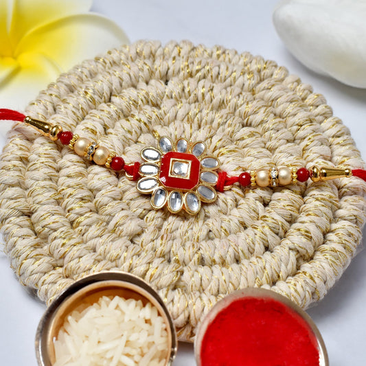 Stylish Pearl and Gold Rakhi - Needs You