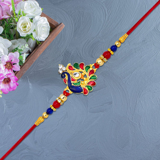 Traditional Blue Red Beads Rakhi | Rakhi For Rakshabandhan - Needs You