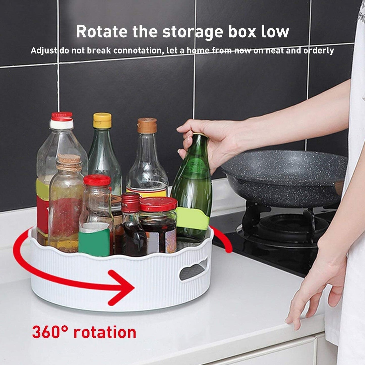 360 Degree Rotating Kitchen Organizer Trolley For Storage / Revolving Tray / Turntable Dining Table Organizer With Brown Box - Needs You