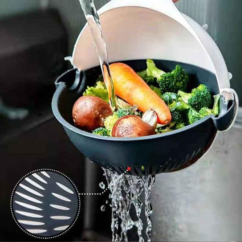 Vegetable Cutter- 7 in 1 Multifunction Magic Rotate Vegetable Cutter with Drain Basket Large Capacity - Needs You