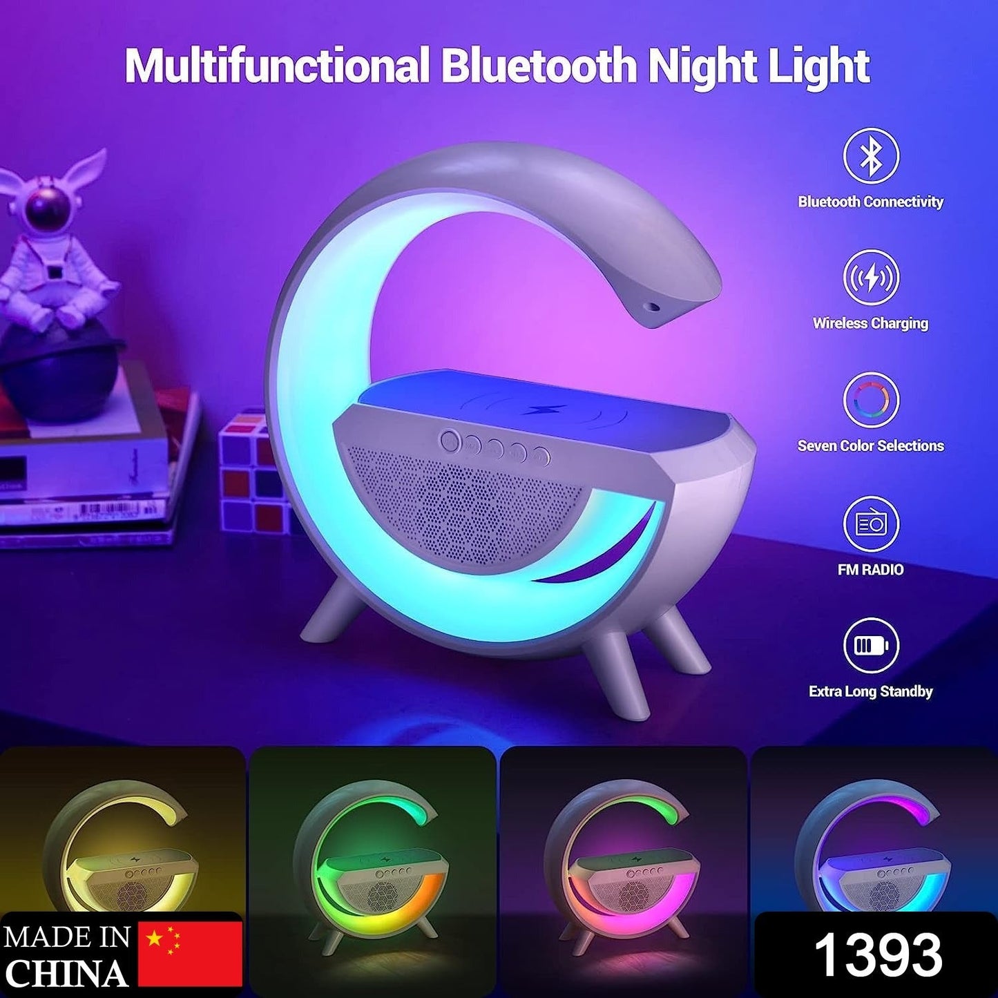 G 3-in-1 Multi-Function LED Night Lamp with Bluetooth Speaker with Wireless Charging