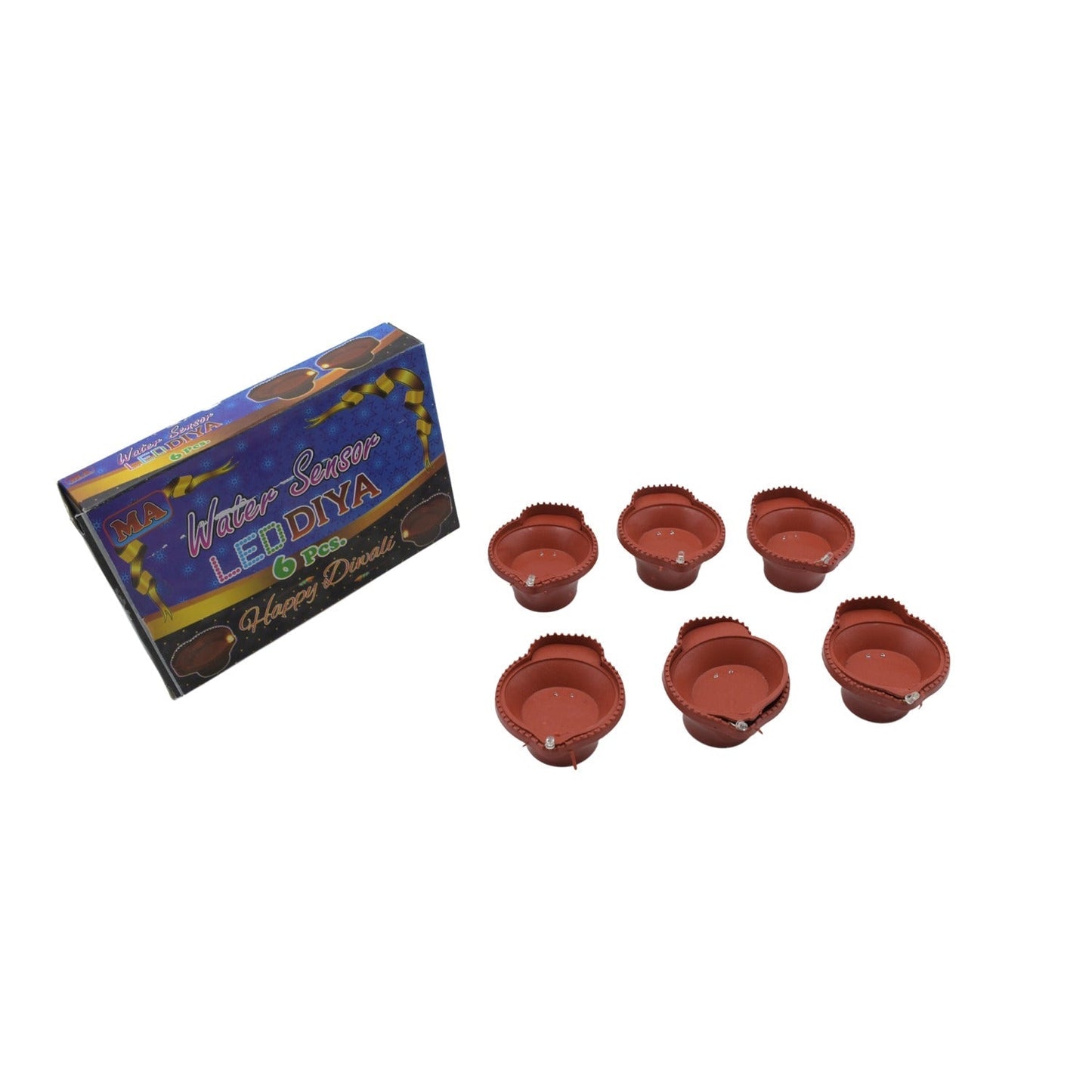 Water Sensor Diyas for Diwali Decoration 6 pcs Set