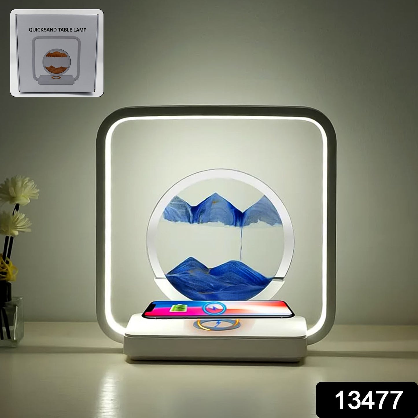 13477 3D Wireless Charging LED Light USB Quicksand Painting Lamp for Bedroom